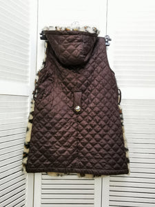 Vintage 90s animal print faux fur padded vest jacket