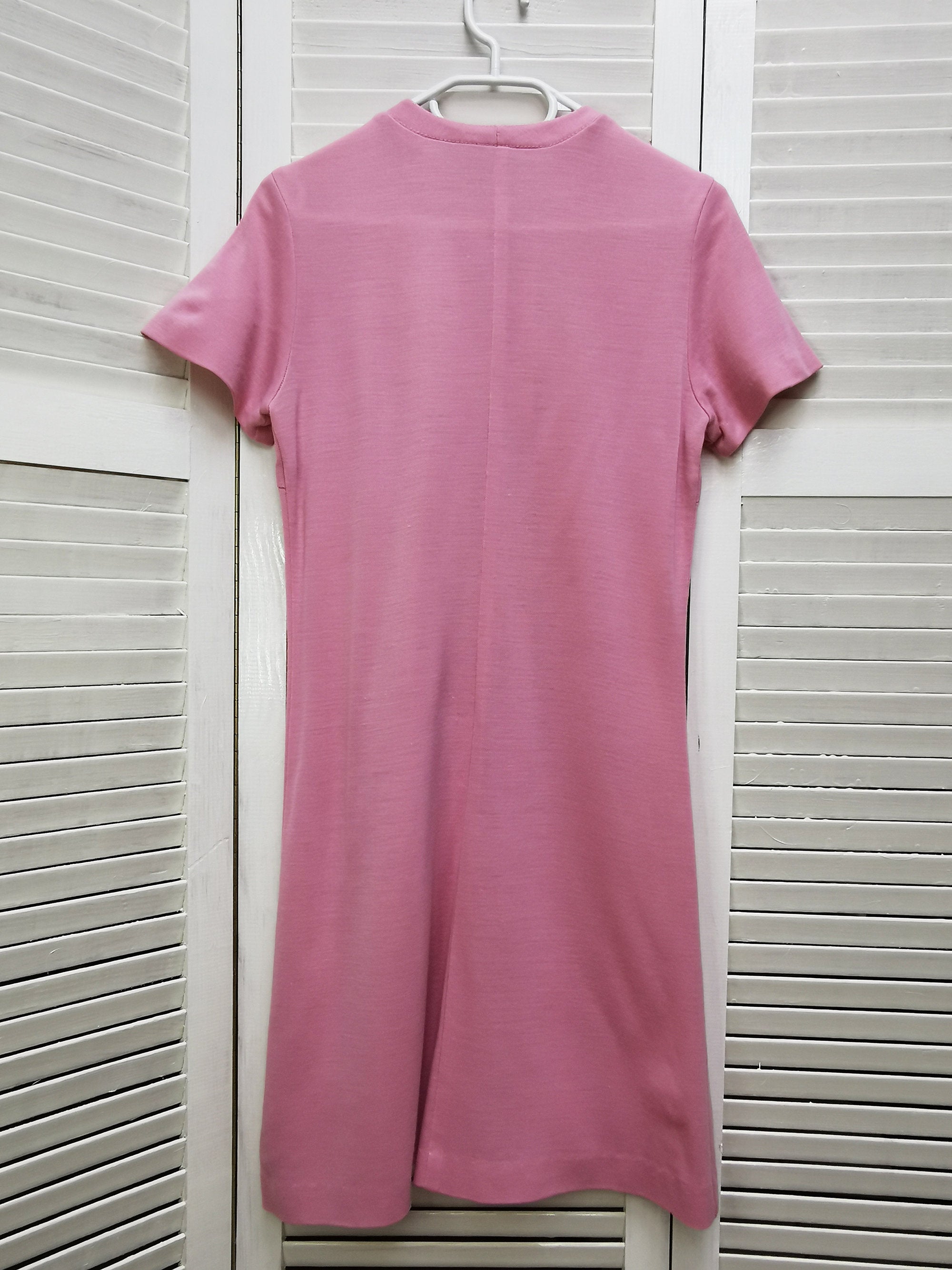 Vintage 80s minimalist pink button front mini dress