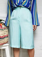 Load image into Gallery viewer, Vintage 80s menthol green wide Bermuda summer shorts
