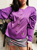 Load image into Gallery viewer, Vintage 90s purple oversize jersey cardigan top

