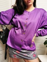 Load image into Gallery viewer, Vintage 90s purple oversize jersey cardigan top
