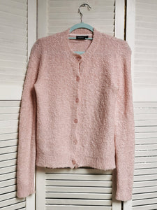 Vintage 90s pink knit minimalist cardigan top