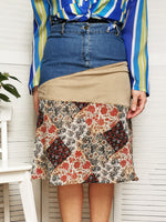 Load image into Gallery viewer, 90s blocked denim patchwork midi Bohemian skirt
