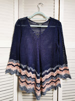 Load image into Gallery viewer, Vintage 90s blue fishnet sheer knit jumper top
