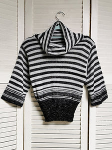 Vintage 90s shimmer striped knit roll neck top