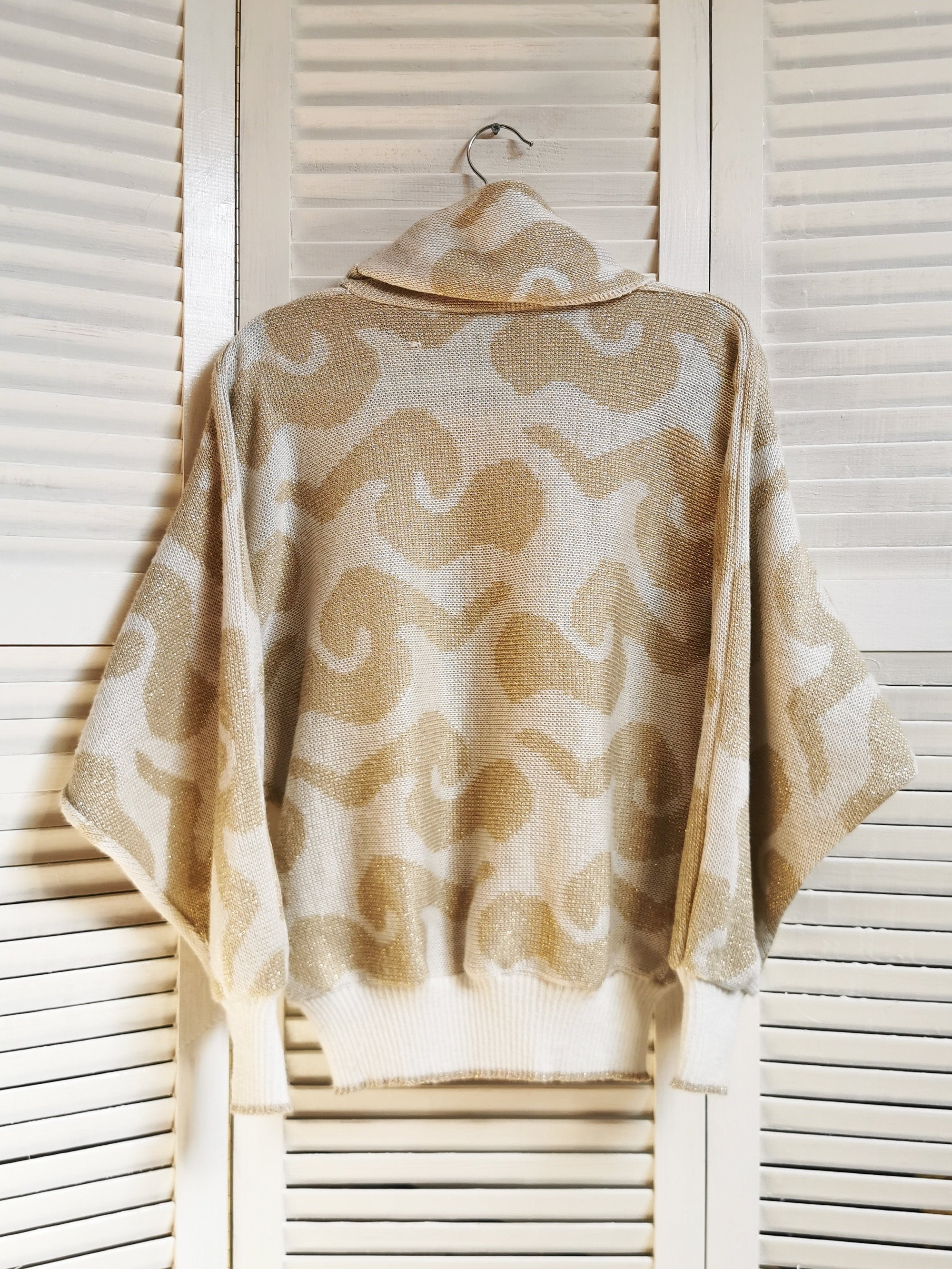 Vintage 90s shimmer knit roll neck jumper sweater