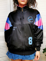 Load image into Gallery viewer, Vintage 90s black zip sports tracksuit unisex jacket
