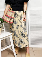 Load image into Gallery viewer, Vintage 90s yellow flower print chiffon maxi summer skirt
