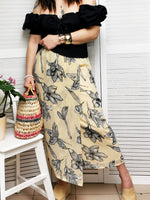 Load image into Gallery viewer, Vintage 90s yellow flower print chiffon maxi summer skirt
