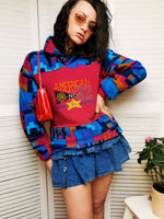 Load image into Gallery viewer, Vintage 90s colorful geometric button collar sweatshirt
