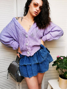 Vintage 80s lilac buttons front cardigan top