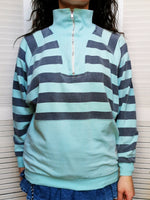 Load image into Gallery viewer, Vintage 90s pastel Menthol green zip collar sweatshirt
