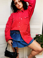 Load image into Gallery viewer, Vintage 90s red denim oversize unisex shirt
