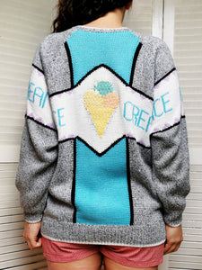 Vintage 80s pastel knit handmade cardigan top