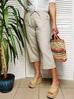 Load image into Gallery viewer, Vintage 80s neutral embroidery long Bermuda summer shorts
