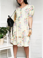 Load image into Gallery viewer, Vintage 80s pastel yellow floral summer dress
