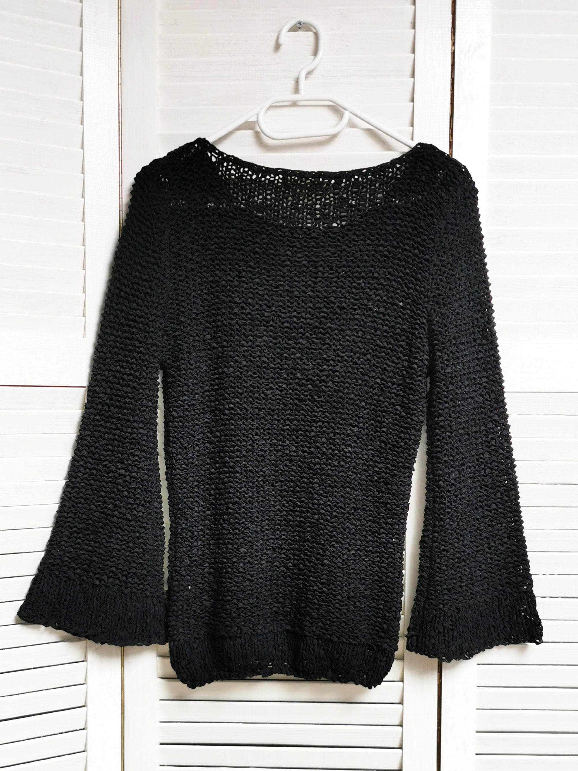 Vintage 90s black shell sheer knit jumper top