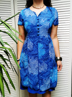 Load image into Gallery viewer, Vintage 80s blue floral double layer summer dress
