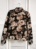 Load image into Gallery viewer, Vintage 90s brown rose print fleece velveteen shirt
