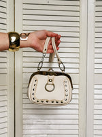 Load image into Gallery viewer, Vintage 80s retro milky white leather frame crossbody bag
