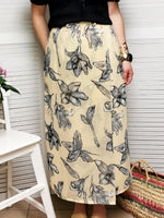 Load image into Gallery viewer, Vintage 90s yellow flower print chiffon maxi summer skirt
