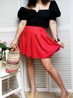 Load image into Gallery viewer, Vintage 90s red pleated Preppy mini skirt
