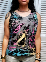 Load image into Gallery viewer, Y2K Vintage abstract dyed cotton sleeveless t-shirt tee
