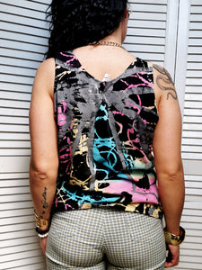 Y2K Vintage abstract dyed cotton sleeveless t-shirt tee