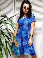 Load image into Gallery viewer, Vintage 80s blue floral double layer summer dress
