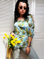 Load image into Gallery viewer, Vintage 90s tropical sheer open sleeve tunic top
