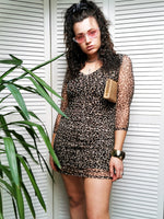 Load image into Gallery viewer, Vintage Y2K animal print mesh mini Party dress
