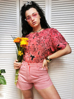 Load image into Gallery viewer, Vintage 80s red Roses print jersey blouse top
