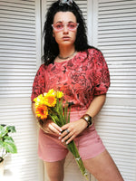 Load image into Gallery viewer, Vintage 80s red Roses print jersey blouse top
