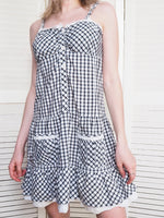 Load image into Gallery viewer, Vintage 90s Country checked monochrome mini dress
