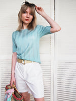 Load image into Gallery viewer, Vintage 80s menthol green knitted short sleeve top
