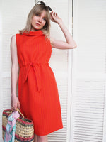 Load image into Gallery viewer, Vintage 80s minimalist woven handmade red dress

