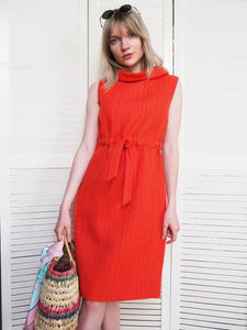 Vintage 80s minimalist woven handmade red dress
