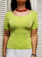 Load image into Gallery viewer, Vintage 90s minimalist neon green blouse T-shirt top

