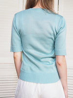 Load image into Gallery viewer, Vintage 80s menthol green knitted short sleeve top
