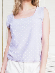 Vintage 90s lilac polka dot tank blouse top