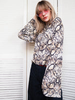 Load image into Gallery viewer, Vintage 90s snake print flare sleeve rollneck top blouse
