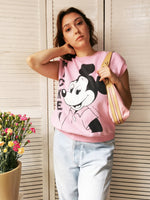 Load image into Gallery viewer, Vintage 90s pink Mickey sleeveless sweatshirt vest top
