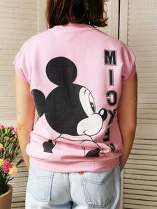 Vintage 90s pink Mickey sleeveless sweatshirt vest top