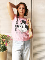 Load image into Gallery viewer, Vintage 90s pink Mickey sleeveless sweatshirt vest top
