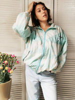 Load image into Gallery viewer, Vintage 90s pastel blue egg shell unisex bomber jacket
