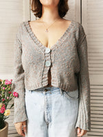 Load image into Gallery viewer, Vintage 90s jazzy knit deep V buttons cardigan top
