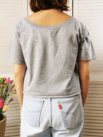 Load image into Gallery viewer, Y2K Vintage logo print grey cropped t-shirt tee
