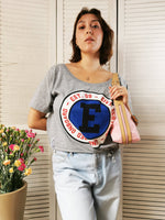 Load image into Gallery viewer, Y2K Vintage logo print grey cropped t-shirt tee
