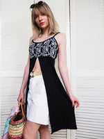 Load image into Gallery viewer, Vintage 90s black front split spaghetti straps top blouse
