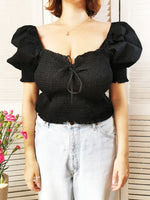 Load image into Gallery viewer, Vintage 90s 00s black puff sleeve crop top
